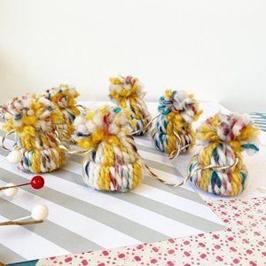 Handmade Winter Mini Knit Beanie Hat Christmas Garland Christmas Decorations